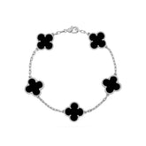 Bracelet Vintage Alhambra 5 Trèfles Argent - Noir