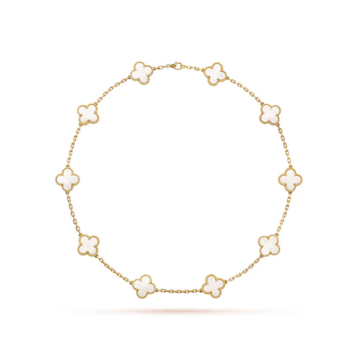 Collier Vintage Alhambra 10 Trèfles Blancs