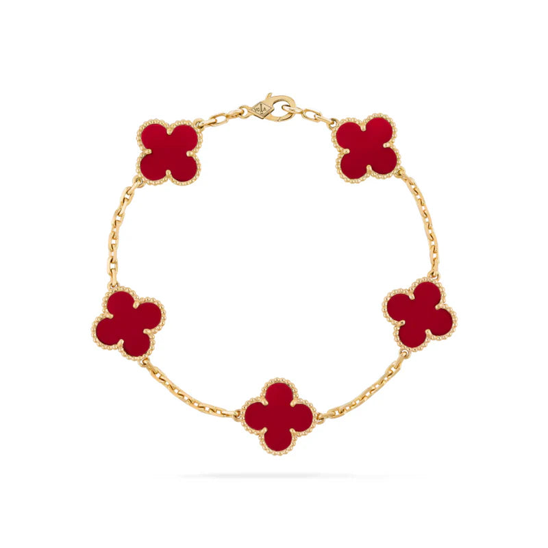 Bracelet Vintage Alhambra 5 Trèfles Rouge